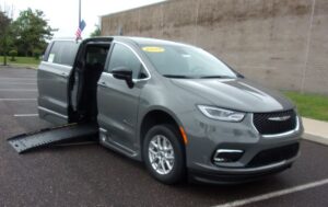 Grey Chrysler Pacifica with BraunAbility Side Entry Automatic Fold Out conversion