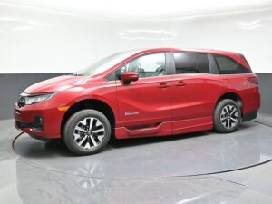 Red Honda Odyssey with BraunAbility Side Entry Automatic In Floor conversion