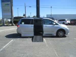 Silver Toyota Sienna with BraunAbility Side Entry Automatic Fold Out conversion
