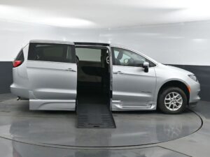 Silver Chrysler Voyager with BraunAbility Side Entry Automatic Fold Out conversion