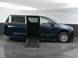 Blue Chrysler Pacifica with BraunAbility Side Entry Automatic Fold Out conversion
