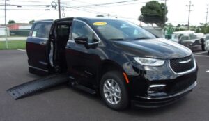 Black Chrysler Pacifica with BraunAbility Side Entry Automatic Fold Out conversion