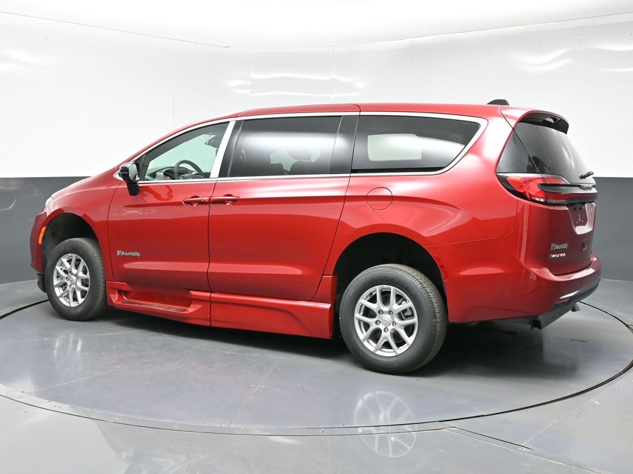 Red Chrysler Pacifica with BraunAbility Side Entry Automatic Fold Out conversion