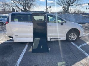 White Chrysler Voyager with Vantage Mobility Side Entry Manual In Floor conversion