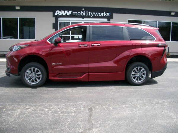 Red Toyota Sienna with BraunAbility Side Entry Automatic Fold Out conversion
