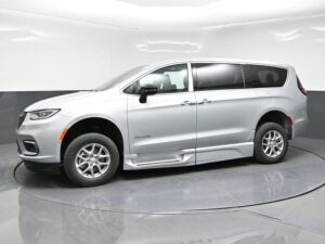 Silver Chrysler Pacifica with BraunAbility Side Entry Automatic Fold Out conversion