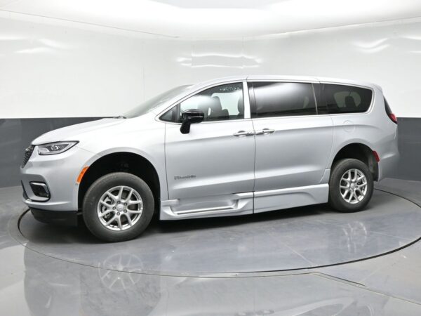 Silver Chrysler Pacifica with BraunAbility Side Entry Automatic Fold Out conversion
