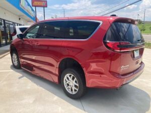 Red Chrysler Pacifica with BraunAbility Side Entry Automatic Fold Out conversion