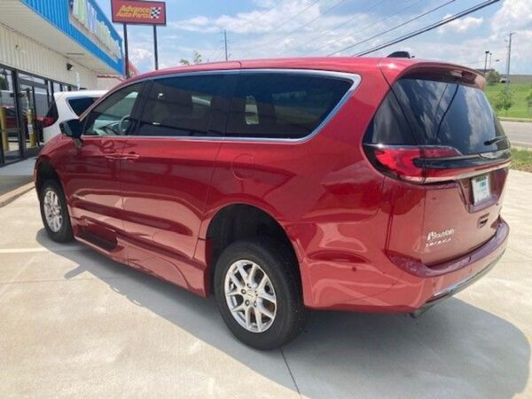 Red Chrysler Pacifica with BraunAbility Side Entry Automatic Fold Out conversion