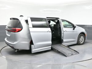 Silver Chrysler Pacifica with BraunAbility Side Entry Automatic Fold Out conversion