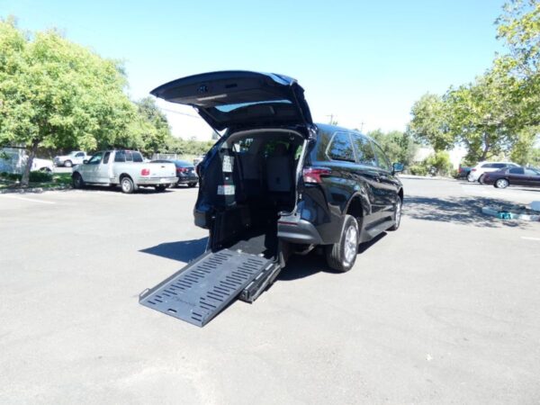 Black Toyota Sienna with BraunAbility Rear Entry Manual Fold Out conversion