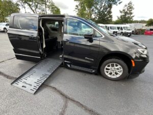 Black Chrysler Pacifica with BraunAbility Side Entry Automatic Fold Out conversion