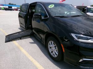 Black Chrysler Pacifica with BraunAbility Side Entry Automatic Fold Out conversion