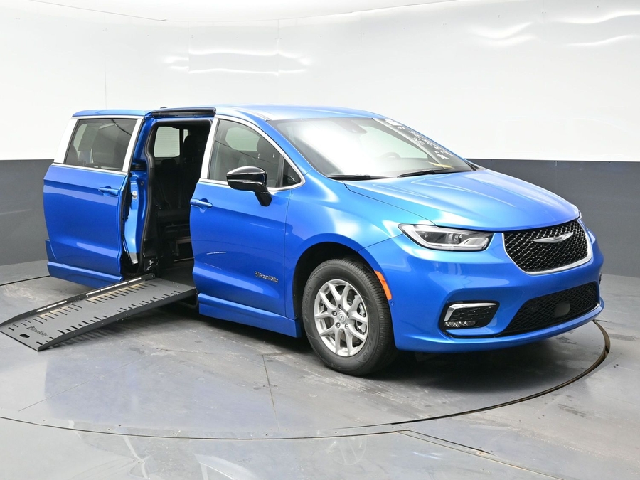 Blue Chrysler Pacifica with BraunAbility Side Entry Automatic Fold Out conversion