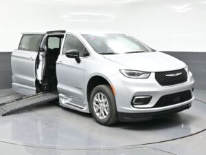 Silver Chrysler Pacifica with BraunAbility Side Entry Automatic Fold Out conversion