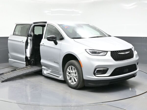 Silver Chrysler Pacifica with BraunAbility Side Entry Automatic Fold Out conversion