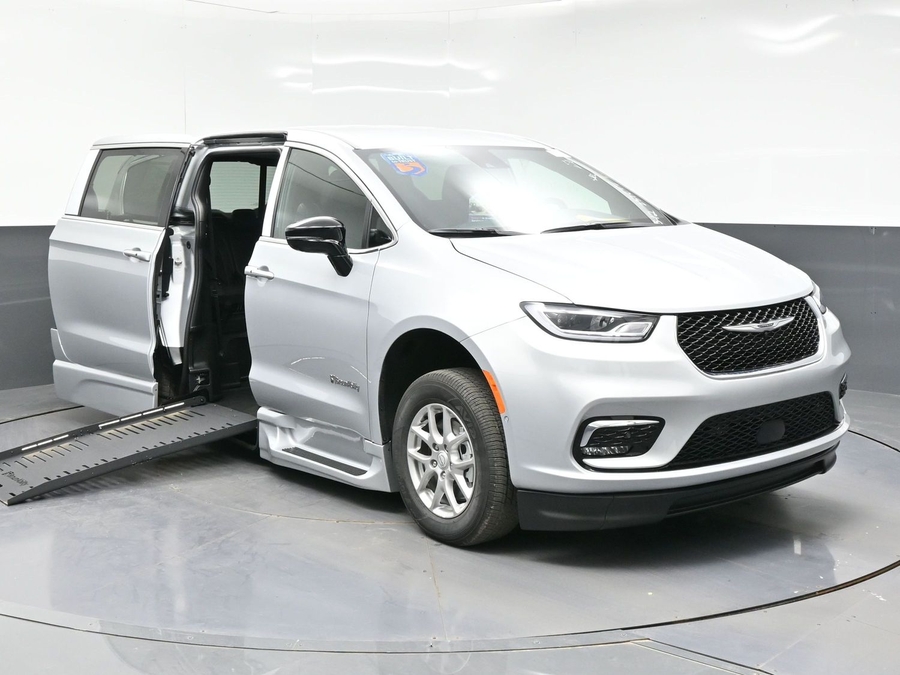 Silver Chrysler Pacifica with BraunAbility Side Entry Automatic Fold Out conversion