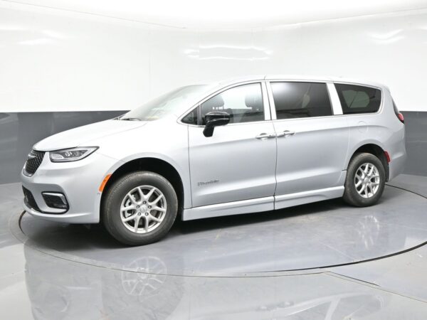 Silver Chrysler Pacifica with BraunAbility Side Entry Automatic Fold Out conversion
