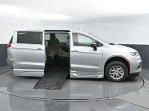 Silver Chrysler Pacifica with BraunAbility Side Entry Automatic Fold Out conversion