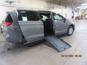 Grey Chrysler Pacifica with BraunAbility Side Entry Manual Fold Out conversion