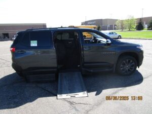 Grey Chevrolet Traverse with BraunAbility Side Entry Automatic In Floor conversion
