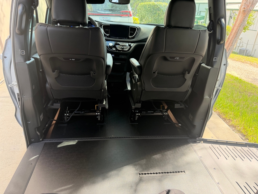 Silver Chrysler Pacifica with BraunAbility Side Entry Automatic Fold Out conversion