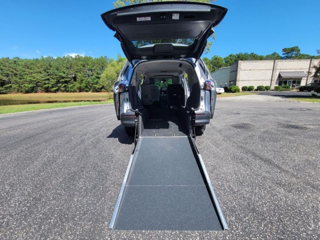 Silver Toyota Sienna with Driverge Rear Entry Manual Fold Out conversion