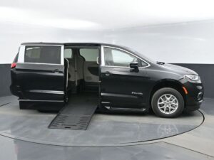 Black Chrysler Pacifica with BraunAbility Side Entry Automatic Fold Out conversion