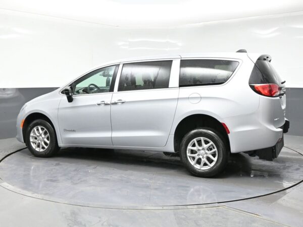 Silver Chrysler Voyager with BraunAbility Rear Entry Manual Fold Out conversion