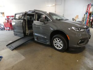 Grey Chrysler Pacifica with BraunAbility Side Entry Automatic Fold Out conversion