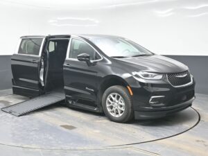 Black Chrysler Pacifica with BraunAbility Side Entry Automatic In Floor conversion