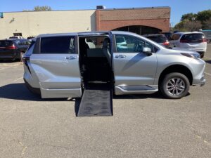Silver Toyota Sienna with BraunAbility Side Entry Automatic Fold Out conversion