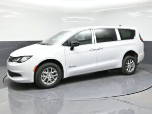 White Chrysler Voyager with BraunAbility Rear Entry Manual Fold Out conversion