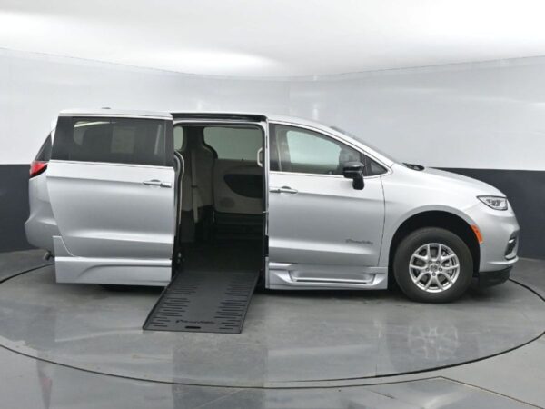 Silver Chrysler Pacifica with BraunAbility Side Entry Automatic Fold Out conversion