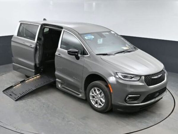 Grey Chrysler Pacifica with BraunAbility Side Entry Automatic Fold Out conversion