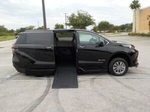 Black Toyota Sienna with BraunAbility Side Entry Automatic In Floor conversion