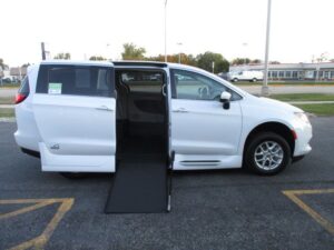 White Chrysler Voyager with Vantage Mobility Side Entry Manual In Floor conversion