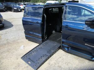 Blue Chrysler Pacifica with BraunAbility Side Entry Automatic Fold Out conversion
