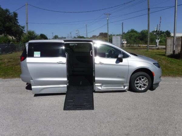 Silver Chrysler Voyager with BraunAbility Side Entry Automatic Fold Out conversion