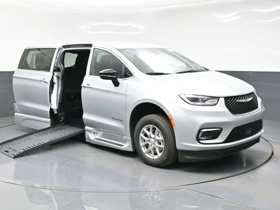 Silver Chrysler Pacifica with BraunAbility Side Entry Automatic Fold Out conversion