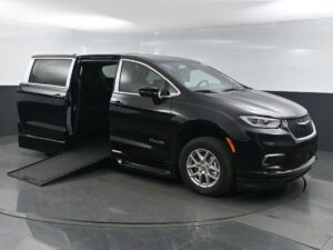 Black Chrysler Pacifica with BraunAbility Side Entry Automatic In Floor conversion
