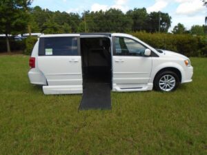 White Dodge Grand Caravan with Vantage Mobility Side Entry Automatic In Floor conversion