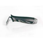 The Metro Car Handle Plus is a black and silver ergonomic knife handle featuring a non-slip grip, also serving as a dependable automotive safety tool, shown on a white background.