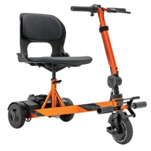 Pride iRide 2 travel mobility scooter in orange