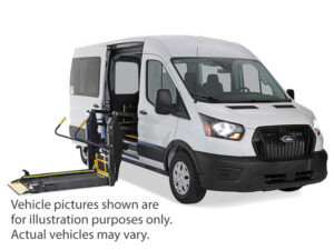 White Ford T350 with Driverge Side Entry Automatic Fold Out conversion