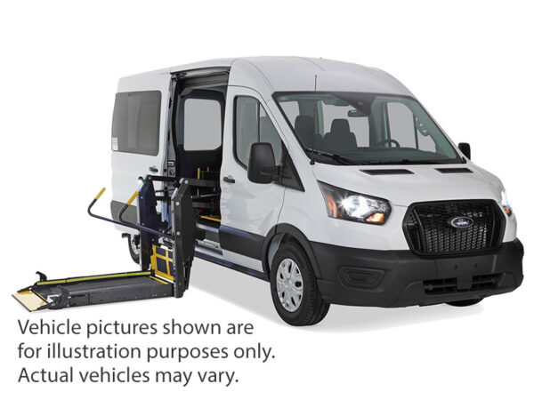 White Ford T350 with Driverge Side Entry Automatic Fold Out conversion