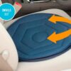 The Swivel Seat Cushion, a practical car safety tool for car seats, is available in blue and features an arrow indicating its smooth 360-degree rotation.